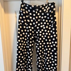 The Colette Cropped Wide-Leg Ponte Pants by Maeve in Polka Dot